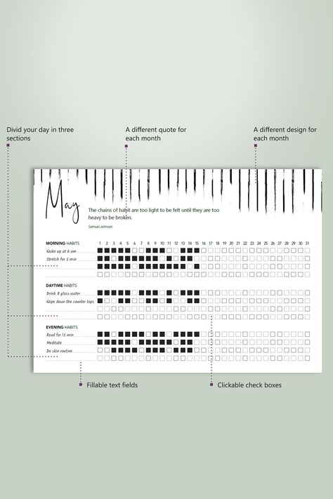 Tulip Printable, Monthly Habit Tracker Printable, Journal Starter Kit, Bullet Journal Starter Kit, Monthly Habit Tracker, Digital Bullet Journal, Habit Tracker Bullet Journal, Habit Tracker Printable, Samuel Johnson