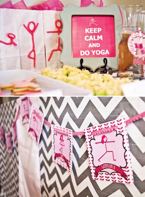 Peaceful & Pink Mother Daughter Yoga Party // Hostess with the ... Mother Daughter Yoga, Cucumber And Hummus, Mother Daughter Time, Sleepover Party Ideas, Birthday Yoga, Slumber Party Decorations, Yoga Party, Warrior Yoga, Pink Warrior