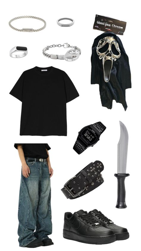 #ghostface #killer #Scream #outfit #Grunge Ghost Face Outfit, Scream Outfits, Outfit Grunge, Me And Bae, Ghost Face, Kawaii Fashion Outfits, Tomboy Outfits, Swag Outfits, Cute Fits