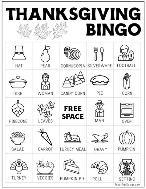 Thanksgiving Classroom Party, Fun Thanksgiving Games, Free Printable Thanksgiving, Paper Trail Design, Thanksgiving Bingo, Thanksgiving Worksheets, Thanksgiving Classroom, Bingo Template, Thanksgiving Activities For Kids