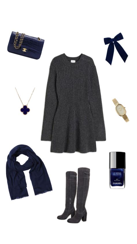 #outfit #navy blue #gray #aesthetic Blue Gray Aesthetic, Gray Outfit, Outfit Navy, Gray Aesthetic, Grey Outfit, Blue Gray, Navy Blue, Navy, Outfit Inspo