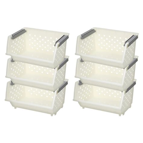 Rebrilliant Plastic Storage Stacking Bin For Home And Kitchen, Open Stackable Organizer Basket For Frequent Use In Pantry, Craft Room, Office, Or Garage 2150-3 Pack Of 3 | Wayfair Stacking Basket, Stackable Baskets, Stacking Bins, Kitchen Open, Stackable Storage Bins, Wire Storage, Basket Organization, Craft Room Office, Stackable Storage