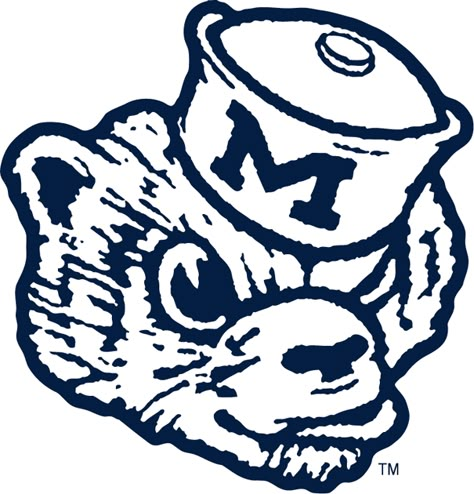 Michigan Wolverines Primary Logo (1948) - Cup Engraving, Wolverine Icon, Sorority Room, Vintage Mascot, Ty Stuffed Animals, Logo Design Inspiration Vintage, Michigan Go Blue, Swedish Embroidery, University Of Michigan Wolverines