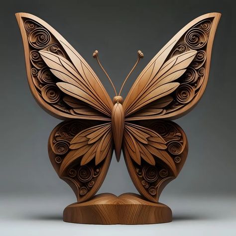 Wood carvings 🦋 Butterfly | @aisagacrafters #aiart #feathers #butterflyart #aimagic #aidreams #butterfly #woodcarving #butterflycarving #magicalai #marchsaga24 Wood Carvings Ideas, Butterfly Wood Carving, Wooden Carving Design Wall Art, Wood Sculpture Ideas, 3d Wood Carving, Butterfly Carving, Unique Wood Carving, Unusual Wall Art, 3d Tiskárna