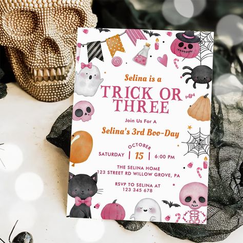 Halloween 3rd Birthday Party, Ghost Birthday Party, Birthday Ghost, Ghost Birthday, Halloween 1st Birthdays, Halloween Cute Ghost, 3rd Birthday Party, Invitation Halloween, Third Birthday Party