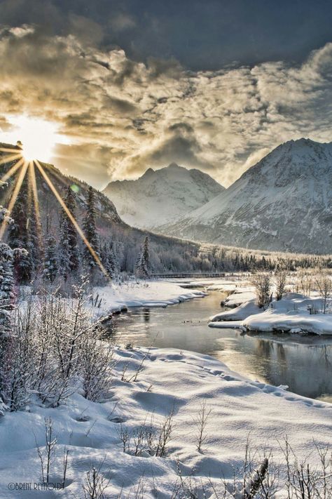 Eagle River, Alaska 2017 Eagle River Alaska, Alaska Winter, Landscape Painting Watercolor, Alberta Travel, Beautiful Winter Scenes, Mountain Landscape Painting, Landscape Art Painting, Winter Photo, Alaska Travel