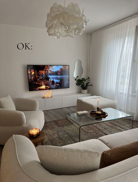 Tv In Room, Tv Placement, Condo Decorating, Tv In Bedroom, Condo Living, Neutral Living Room, Home Design Living Room, Apartment Room, Dream House Decor