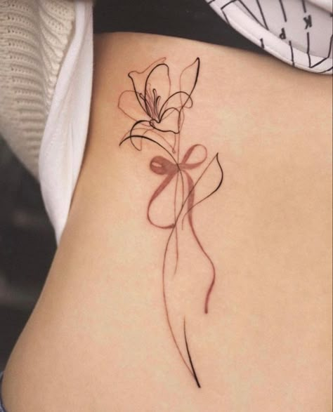 Wispy Flower Tattoo, Waist Tattoo, Lower Back Tattoo, Small Pretty Tattoos, 4 Tattoo, Petite Tattoos, Classy Tattoos, Dainty Tattoos, Subtle Tattoos