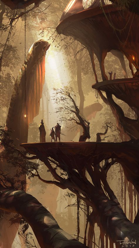 ArtStation - Walkers, Donovan Valdes Forest Concept, Fantasy Magic, Fantasy Setting, Fantasy Places, Art Et Illustration, Matte Painting, Fantasy Art Landscapes, Fantasy Concept Art, Arte Fantasy