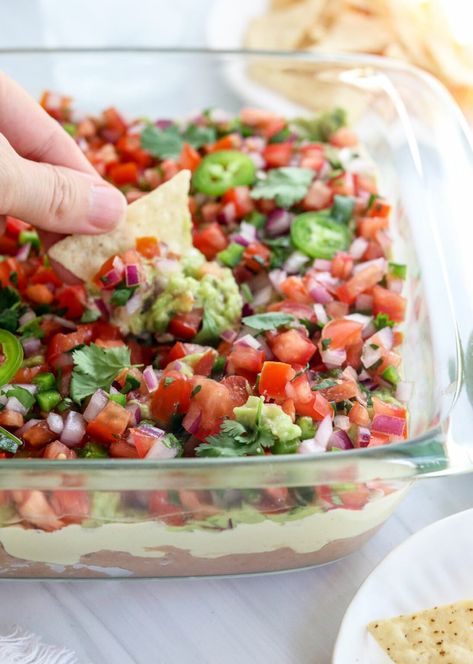 Dairy Free 7 Layer Dip, Vegan 7 Layer Dip, Homemade Crunch Bars, Coffee Smoothie Healthy, Dairy Free Appetizers, Layered Dip Recipes, 7 Layer Dip, Cheese Dips, Vegan Dips