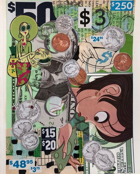 Sneaking in under the wire for the June collage challenge, money. @artchallengejolaf #artchallengejolaf June Collage, Collage Challenge, June 30, The Wire, Money, Collage, On Instagram, Instagram