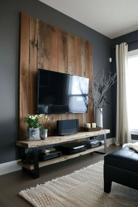 Decorating Around A Tv, How To Decorate Around A Tv, Accent Walls In Living Room, Diy Decor Ideas, Tv Wall Design, Home Diy Decor, Home Design Living Room, Living Room Tv Wall, Home Diy Projects