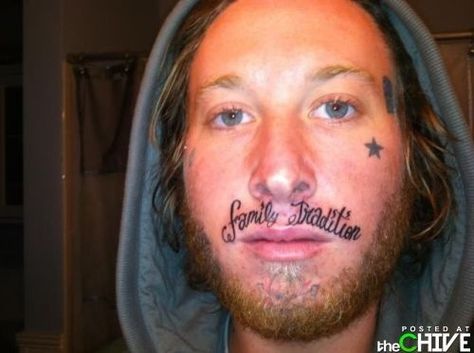 face tattoo fail Bad Face Tattoos, Tattoos Gone Wrong, Tattoo Mistakes, Terrible Tattoos, Facial Tattoos, Tattoo Fails, Bad Tattoos, Face Tattoos, Funny Tattoos