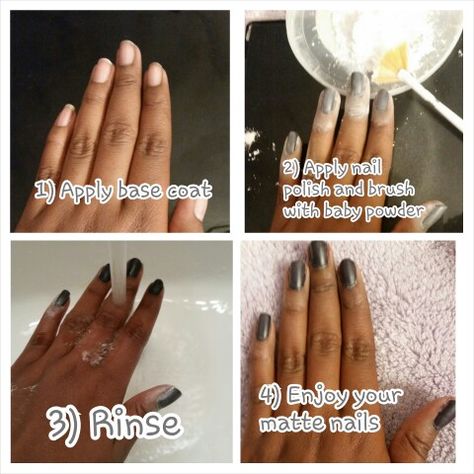 Diy Matte Nail Polish, Matte Nails Diy, Black Matte Nails, Matte Nail Polish, Matte Nail, Polish Art, Nail Polish Art, Nails Diy, Baby Powder