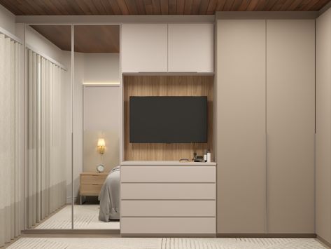 Wall Closet With Tv Master Bedrooms, Closet Con Tv, Sleeping Room Design, Office Bedroom Ideas, Wfh Setup, Tiny Bedroom Design, Wall Wardrobe Design, Wall Wardrobe, Bedroom Built Ins