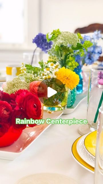 Rainbow Table Decorations, Rainbow Centerpiece, Rainbow Table, Pride Festival, Instagram Add, Colored Vases, Rainbow Magic, Rainbow Decorations, Supper Club