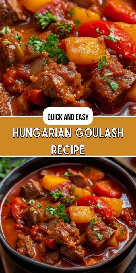 Hungarian Goulash Recipe Easy Beef Goulash Recipes, Hungarian Beef Stew, Crock Pot Beef Tips, Hungarian Goulash, Beef Casseroles, Peach Crisp Recipe, Main Recipes, Hearty Stew, Goulash Recipe