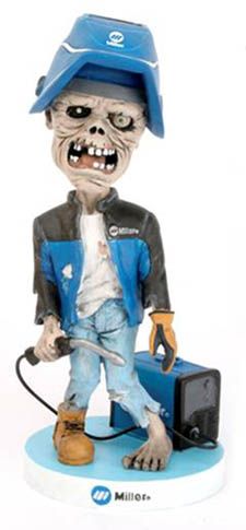 The full front view of the Miller Welding Dead bobble head. Welding Funny, Miller Welding, Welding For Beginners, Diy Shed Kits, Man Cave Building, Welding Training, Welding Gear, Welding Gloves, Welding Tips