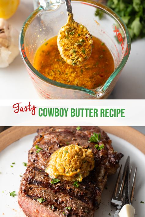 Homemade Subs, Butter For Steak, Cowboy Butter Recipe, Butter Dipping Sauce, Butter Flavors, Cowboy Butter, Steak Salad Recipe, Compound Butters, Keto Sauces