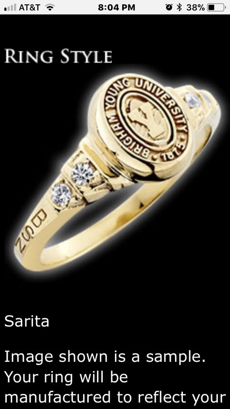 Herff Jones BYU College Ring - Sarita design Herff Jones, High School Rings, Class Rings College, Army Rings, College Ring, School Rings, College Rings, Graduation Rings, Grad Cap Ideas