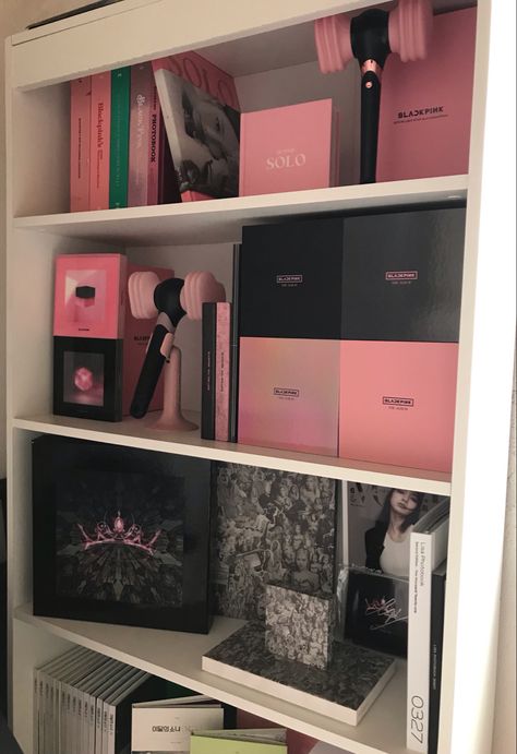 Kpop Albums Shelf, Blackpink Collection, Red Louboutin, Bts Merch, Kpop Merch, Small Room Bedroom, Room Tour, Aesthetic Bedroom, Dream Rooms