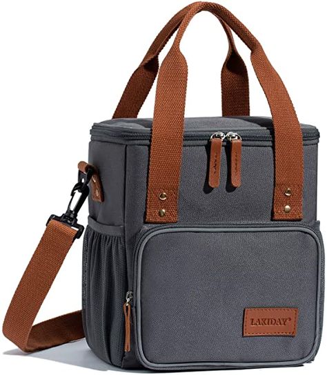 LAKIDAY Insulated Lunch Bag for Women/Men Reusable Lunch Tote Box Container with Adjustable Shoulder Strap Leakproof for Work/Picnic/Hiking/Beach/Fishing(Dark Gray-2) Lunch Bag For Men, Lunch Boxes For Men, Mens Lunch Bag, Women Lunch Bag, Lunch Box Containers, Cooler Designs, Lunch Tote Bag, Best Lunch Bags, Bag Lunch