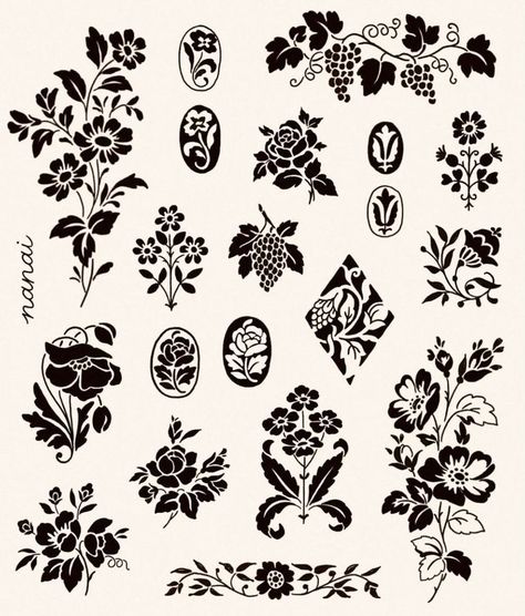 Tattoo Embellishment Ideas, Polish Words Tattoo, Folk Floral Tattoo, Art Nouveau Design Pattern, Folk Tattoo, Vintage Flower Tattoo, Art Nouveau Tattoo, Nouveau Tattoo, Handpoke Tattoo