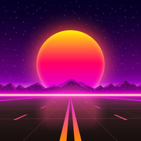 29,913 1980s Style Illustrations, Royalty-Free Vector Graphics & Clip Art - iStock Sunset Vector Illustration, Sunset Vector, New Retro Wave, Neon Nights, Cyberpunk City, Neon Wallpaper, Retro Waves, Sunset Art, Retro Futuristic