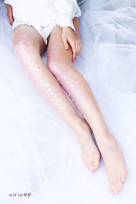 CRAFTY MERMAID FAIRY ARTISTS Pink mermaid tights / invisible tights / mermaid scale by virivee Mermaid Tights, Real Life Mermaids, Tattoo Tights, Mermaid Parade, Mermaid Accessories, Nude Tights, Mermaid Leggings, Plus Size Tights, Fish Scale Pattern