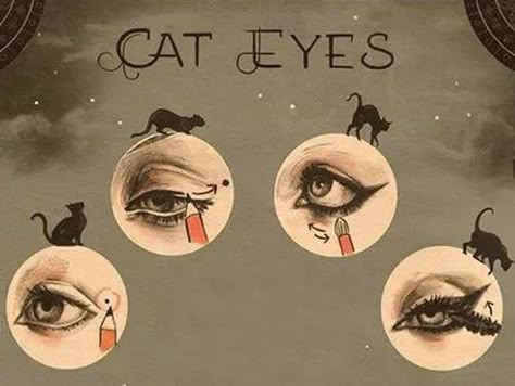 1930s Makeup, Make Carnaval, Piskel Art, Cat Eye Makeup, Vintage Makeup, Eye Makeup Tips, Cat Eyes, Vintage Beauty, Makeup Inspiration