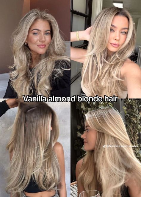 Vanilla Almond Blonde, Almond Blonde Hair, Almond Blonde, Blonde Hair Tips, Different Hair Lengths, Soft Blonde Hair, Bright Blonde Hair, Color Seasons, Summer Blonde Hair