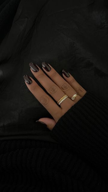 Nails Brown Dark, Espresso Brown Nails, Cute Dark Nails, Nails Dark, Dark Nail, Espresso Nails, Dark Brown Nails, Dark Almond Nails, Dark Gel Nails