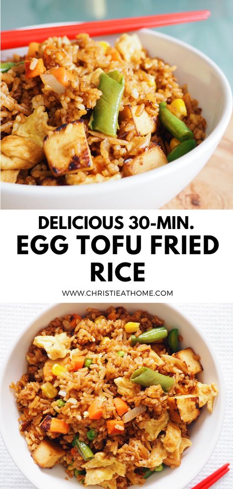 rice, fried rice, egg tofu fried rice, chinese food, chinese recipe Tofu Egg Fried Rice, Egg Stir Fry Fried Rice, Tofu Fried Rice With Egg, Tofu Fried Rice Recipe, Egg And Tofu Recipes, Tofu Congee, Rice And Veggie Recipes, Fried Rice With Tofu, Rice Platter