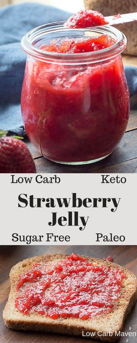 Strawberry Jelly Recipe, Strawberry Jelly Recipes, Sugar Free Strawberry Jam, Paleo Snack, Desayuno Keto, Sugar Free Jam, Low Carb Maven, Strawberry Jam Recipe, Jam Recipes Homemade