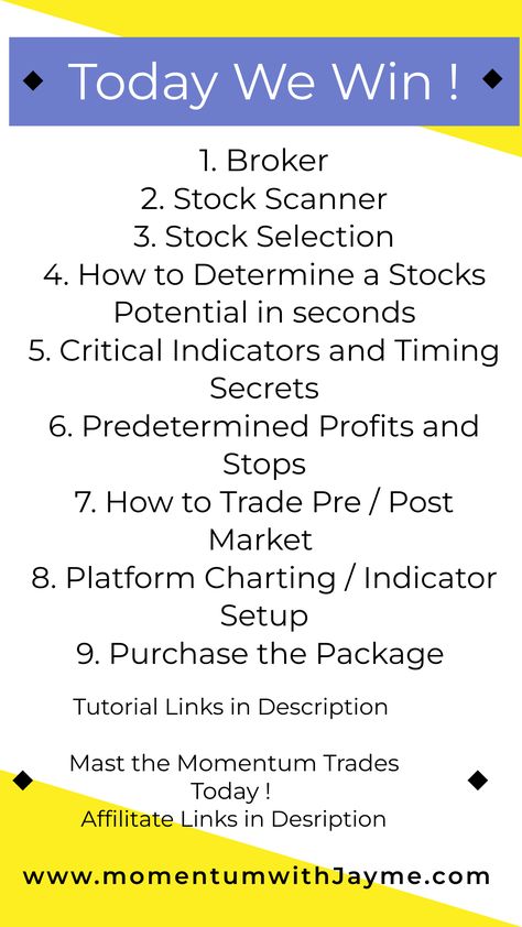 Grab the free checklist and discounts on the best trading products @ MomentumwithJayme.com Trading Profits, Trading Tools, Small Wins, Trading Strategy, Free Checklist, Day Trader, Essential Tools, Fast Paced, Stock Trading