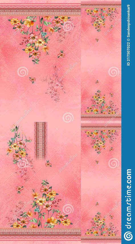 Kurti Dupatta and Allower Borderless Pattern Designs for Digital Printing Stock Illustration - Illustration of colourful, fabric: 217507022 Digital Kurti, Design Folder, Kurti Dupatta, Flower Pattern Design Prints, Dupatta Designs, Allover Design, Textile Prints Design, Placement Print, Kurti Design