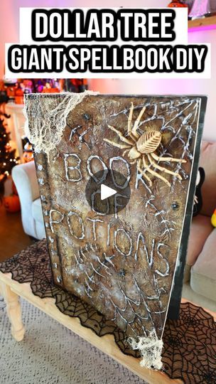 Spellbook Diy, Spell Book Diy, The Wizard Of Oz Halloween, Boo Ideas, Witch Decorations, Halloween Spell Book, Halloween Spells, Dollar Tree Halloween, Dollar Store Halloween