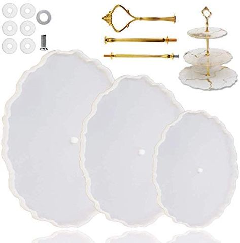 3 Tier Resin Tray Molds, Geode Agate Casting Molds for Making Faux Agate Tray Home Decoration Craft : Amazon.ca: Home Cake Stand Fittings, Pastry Display, Epoxy Clay, Glitter Cupcakes, Diy Cupcakes, Tiered Serving Trays, Cupcake Holder, Resin Tray, Silicone Resin Molds