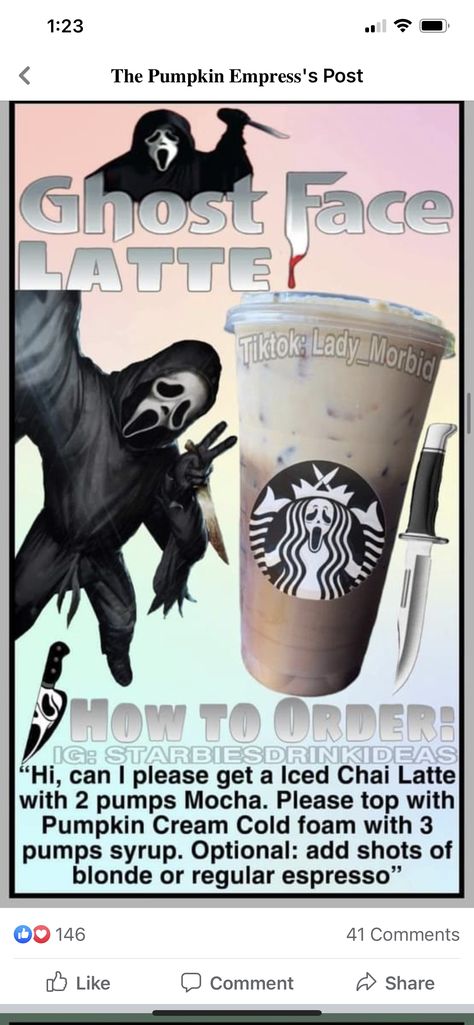 Starbucks Drinks Halloween, Horror Movie Starbucks Drinks, Disney Starbucks Drinks Recipes, Disney Starbucks Drinks, Custom Starbucks Drinks, Crazy Drinks, Starbucks Halloween Drinks, Starbucks Autumn, Autumn Drinks