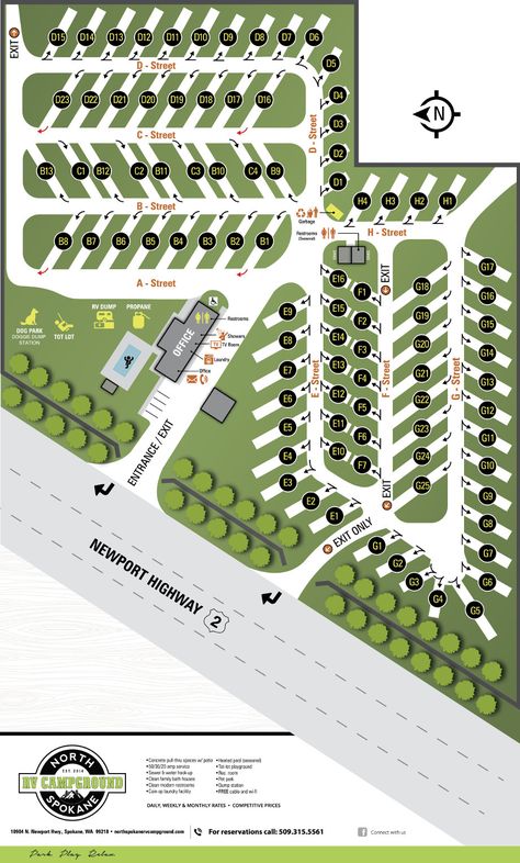 Rv Park Laundry Room, Rv Park Layout, Rv Park Design Plans, Campground Layout, Campground Design, Pocket Neighborhood, Camping Projects, Rv Lots, Downtown Spokane