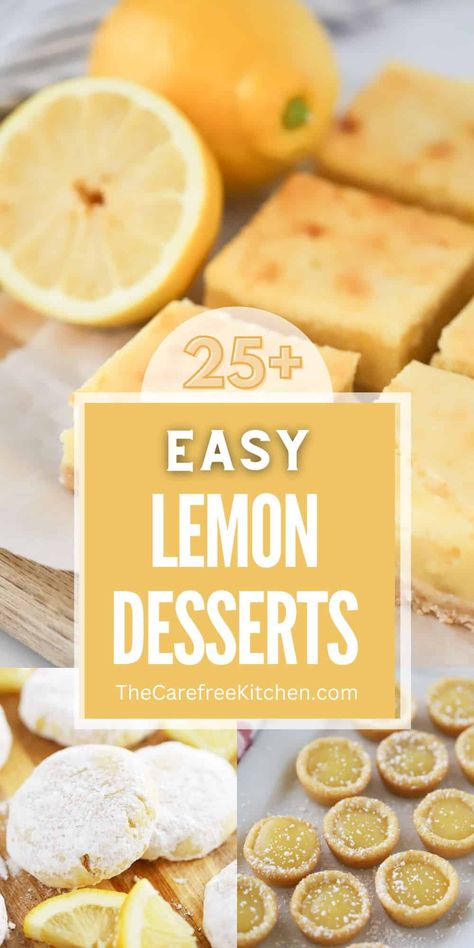 We’ve pulled together 25+ of the Best Lemon Desserts for all of the lemon lovers out there. From lemon cooler cookies and lemon curd to no bake lemon desserts and lemon breakfast sweets, you will find new recipes to make all year long. #thecarefreekitchen #lemon #dessert #lemonrecipes #lemoncurd #lemonblueberry #lemoncookies #lemoncake #lemonbars #nobake Lemon Extract Recipes Desserts, What To Do With Fresh Lemons, Lemon Flavored Desserts, Quick Lemon Desserts, No Bake Lemon Desserts, Lemon Cooler Cookies, Best Lemon Desserts, Fresh Lemon Recipes, Lemon Curd Dessert