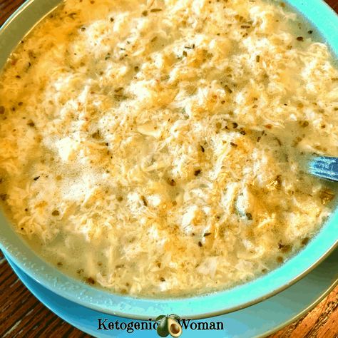 Comforting Keto Egg Drop Soup - Ketogenic Woman Keto Egg Drop Soup, Ketogenic Woman, Carnivore Meals, Egg Fast Diet, Pumpkin Spice Waffles, Fast Pizza, Keto Egg Fast, Low Carb Menus, Keto Soups