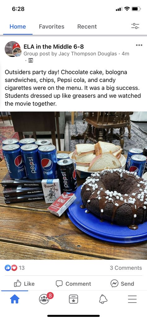 The Outsiders Themed Party, The Outsiders Party Ideas, The Outsiders Birthday Party, The Outsiders Cake, Daryl Tofa, Outsiders Photos, Sleepover Stuff, Hangout Ideas, Bologna Sandwich