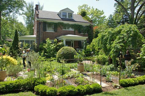 Parterre Front Garden  Vegetable & Herb garden in front yard by KarlGercens.com, via Flickr Front Garden Vegetable Patch, Front Yard Orchard Garden, New England Vegetable Garden, Front Yard Vegetable Garden, Formal Potager Garden, Landscape Fabric In Vegetable Garden, Spring Vegetable Garden, Garden Design Pictures, Gutter Garden