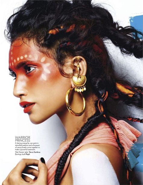 the call of the wild: preeti dhata and ninja singh by suresh natarajan for vogue india march 2012 | visual optimism; fashion editorials, shows, campaigns & more! Make Carnaval, Maria Tash, Robert Mapplethorpe, Editorial Hair, Painted Face, Vogue India, Warrior Princess, Fantasy Makeup, Gwyneth Paltrow