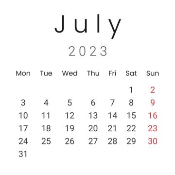 Year Calendar 2023, July Month, Calendar Aesthetic, Calendar Minimalist, Calendar Png, Simple Calendar, Aesthetic Calendar, July Calendar, Date Month