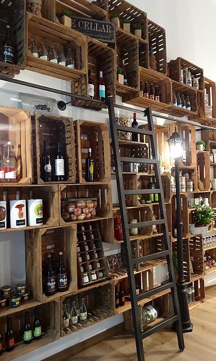 Display Shelving, Luxury Restaurant, Wine Shop, Wine Store, Design Del Prodotto, Wooden Crates, Wine Room, Wall Storage, Display Design