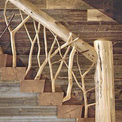 39 Simply Extraordinary DIY Branches and DIY Log Crafts That Will Mesmerize Your Guests Diy Branches, Log Crafts, Wooden Staircase, Stair Case, Spiral Stairs, Lan Can, Inspire Me Home Decor, Stairway To Heaven, Eco House