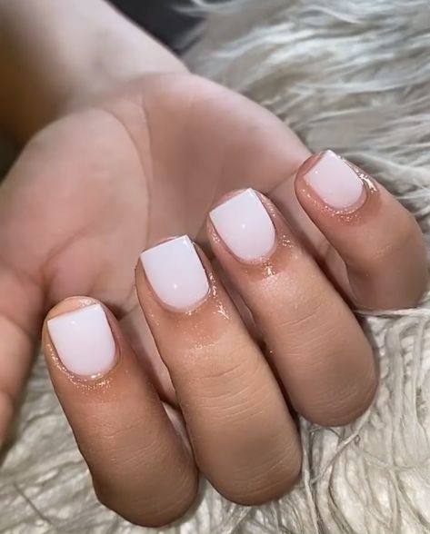 Nude Square Acrylic Nails Short, Short Nails Overlay, White Overlay Nails, Really Short Square Nails, Real Short Acrylic Nails, Short Nail Overlay Ideas, Overlay Nails Short, Really Short Acrylic Nails, Short Overlay Nails