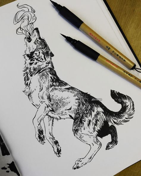 A Wolf, Brush Pen, A Drawing, A Dog, Markers, Pen, Deviantart